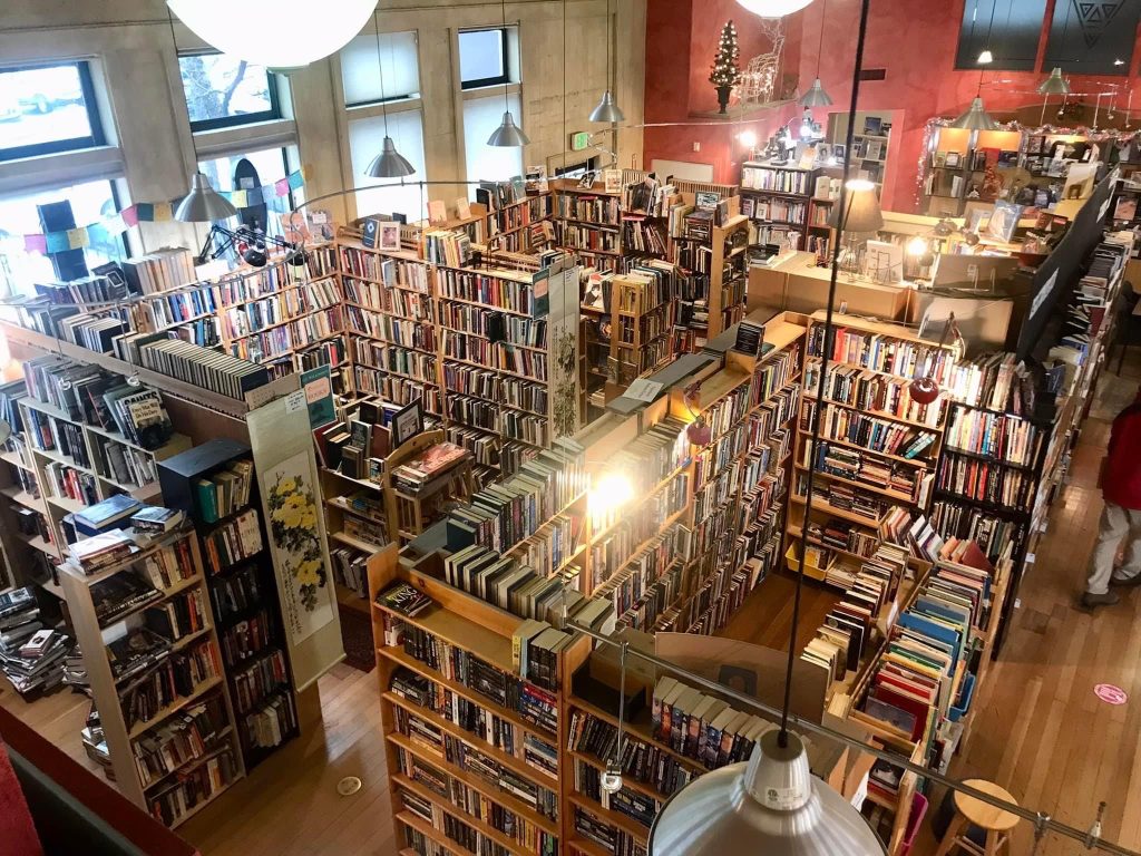 An birdseye view of the interior Booktown