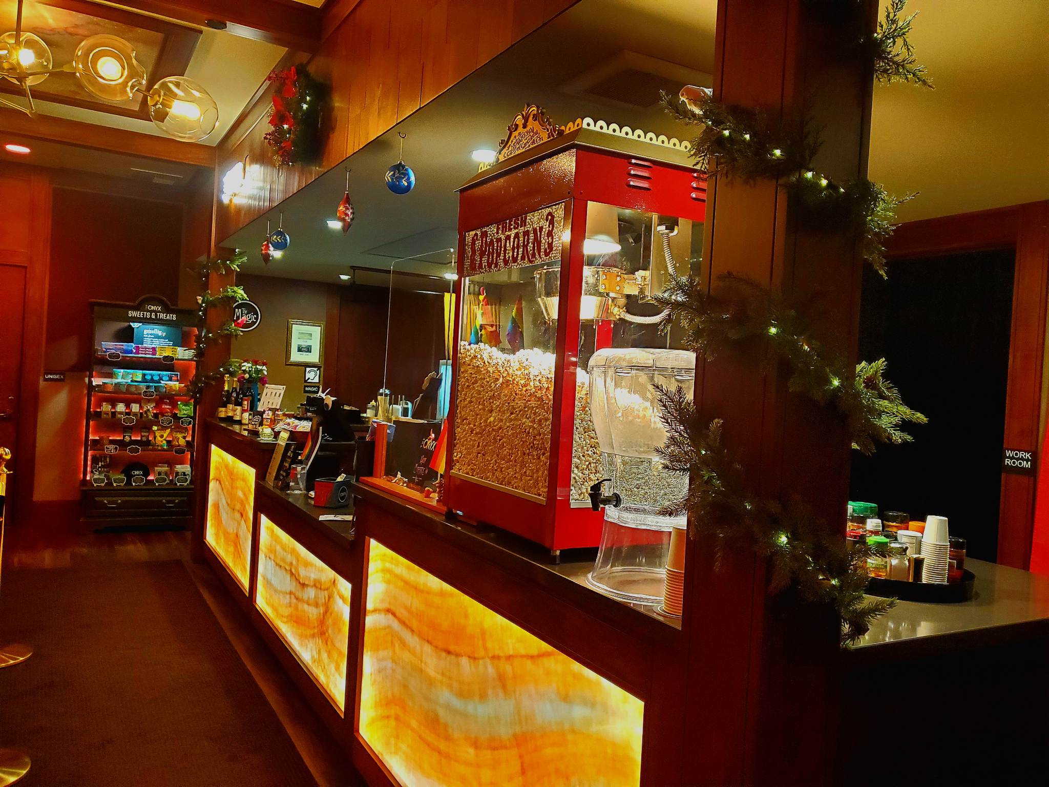 Concession stand inside Onyx Theatre in Nevada City California