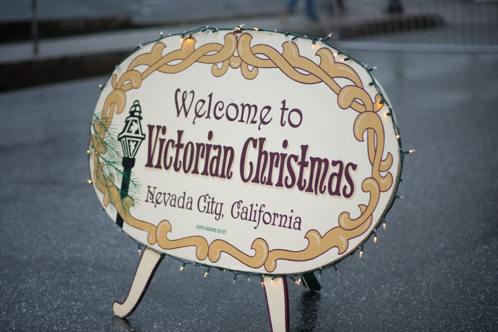 Victorian Christmas sign at entrance