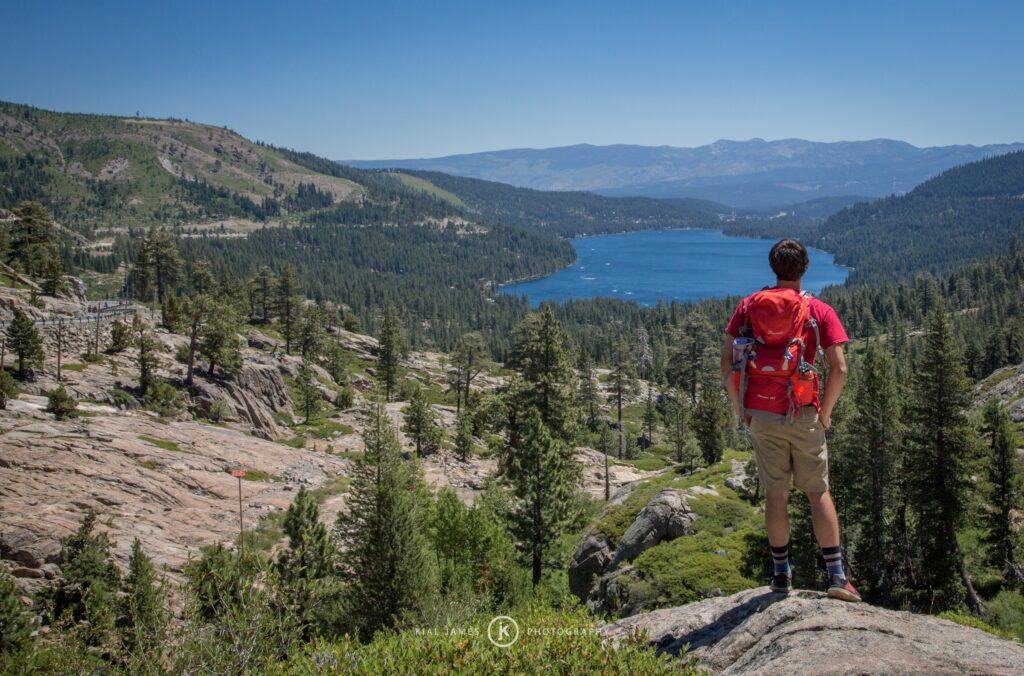 Person overlooking Donner Lake near Truckee