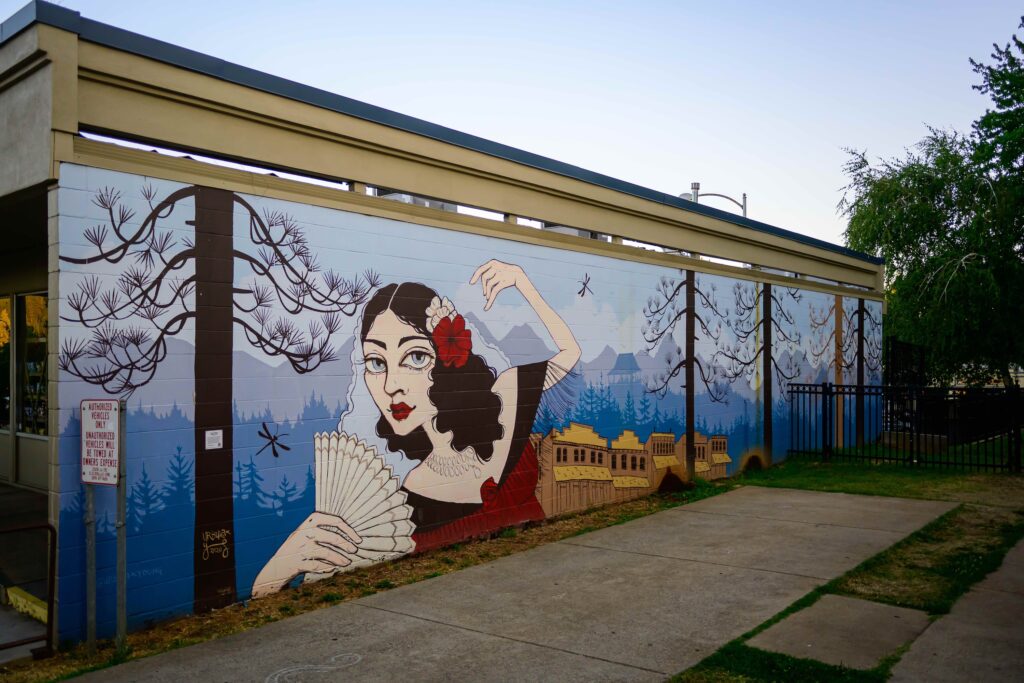 Lola Montez mural in downtown Grass Valley California