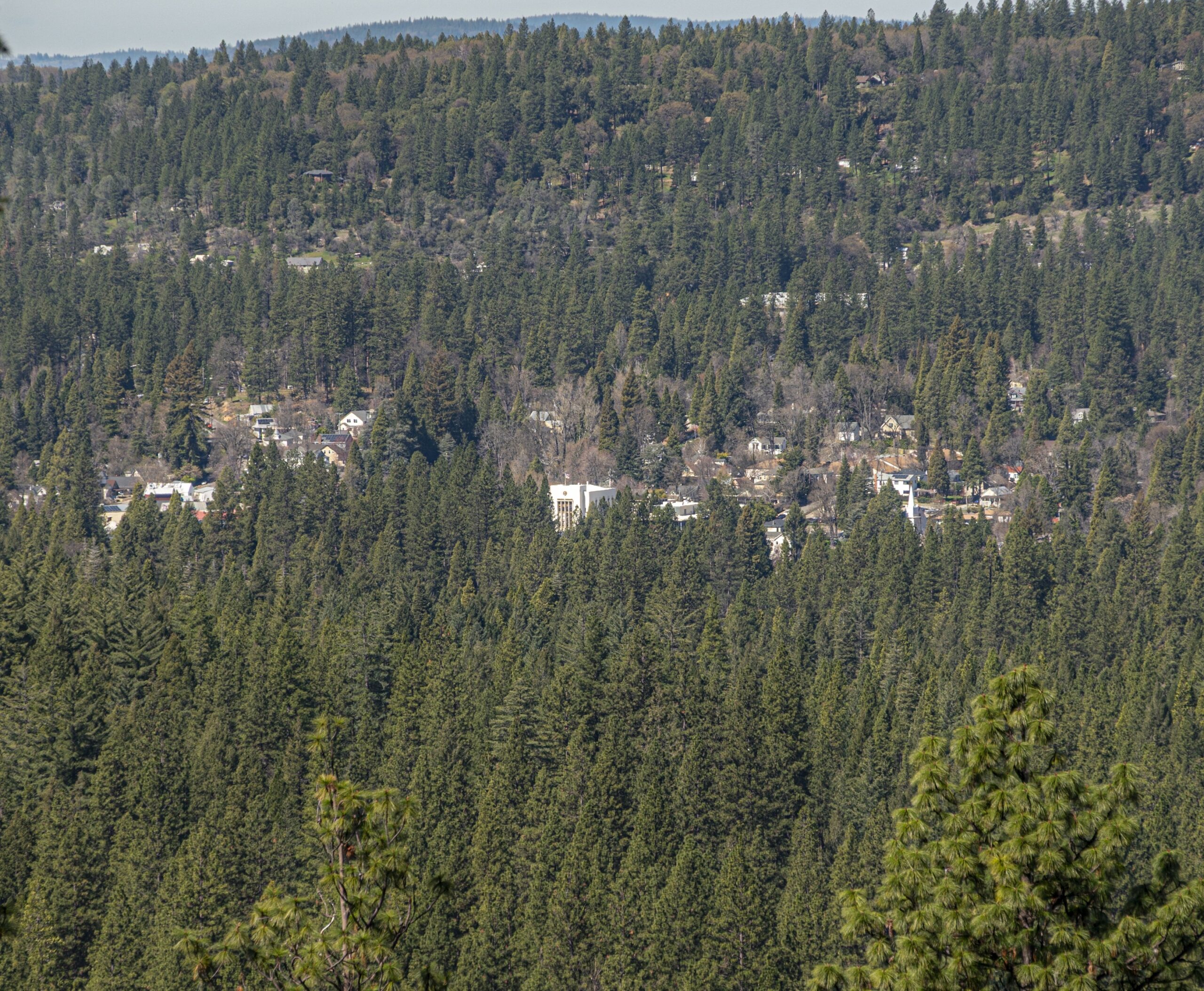 A view of Nevada City from the Cascade Canal Trail