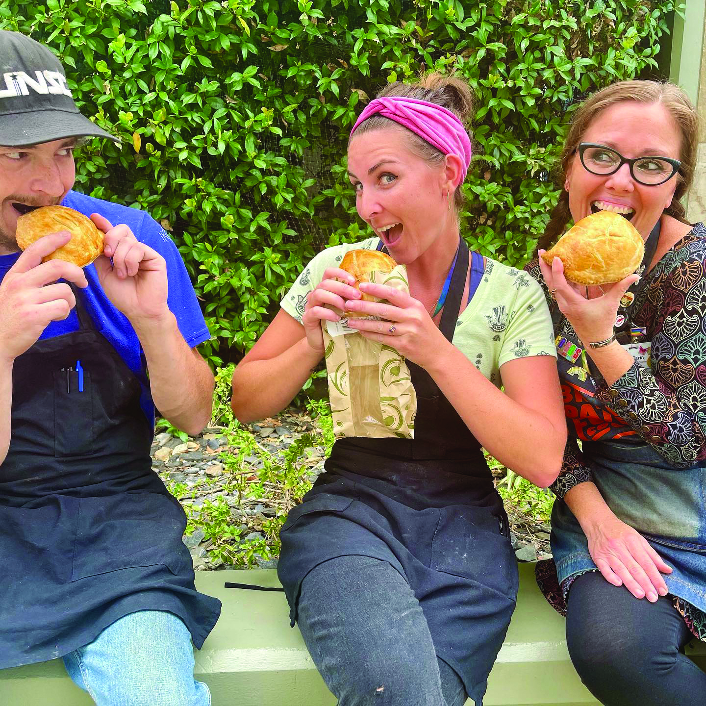 Bakers at BriarPatch in Grass Valley tasting their pasties 